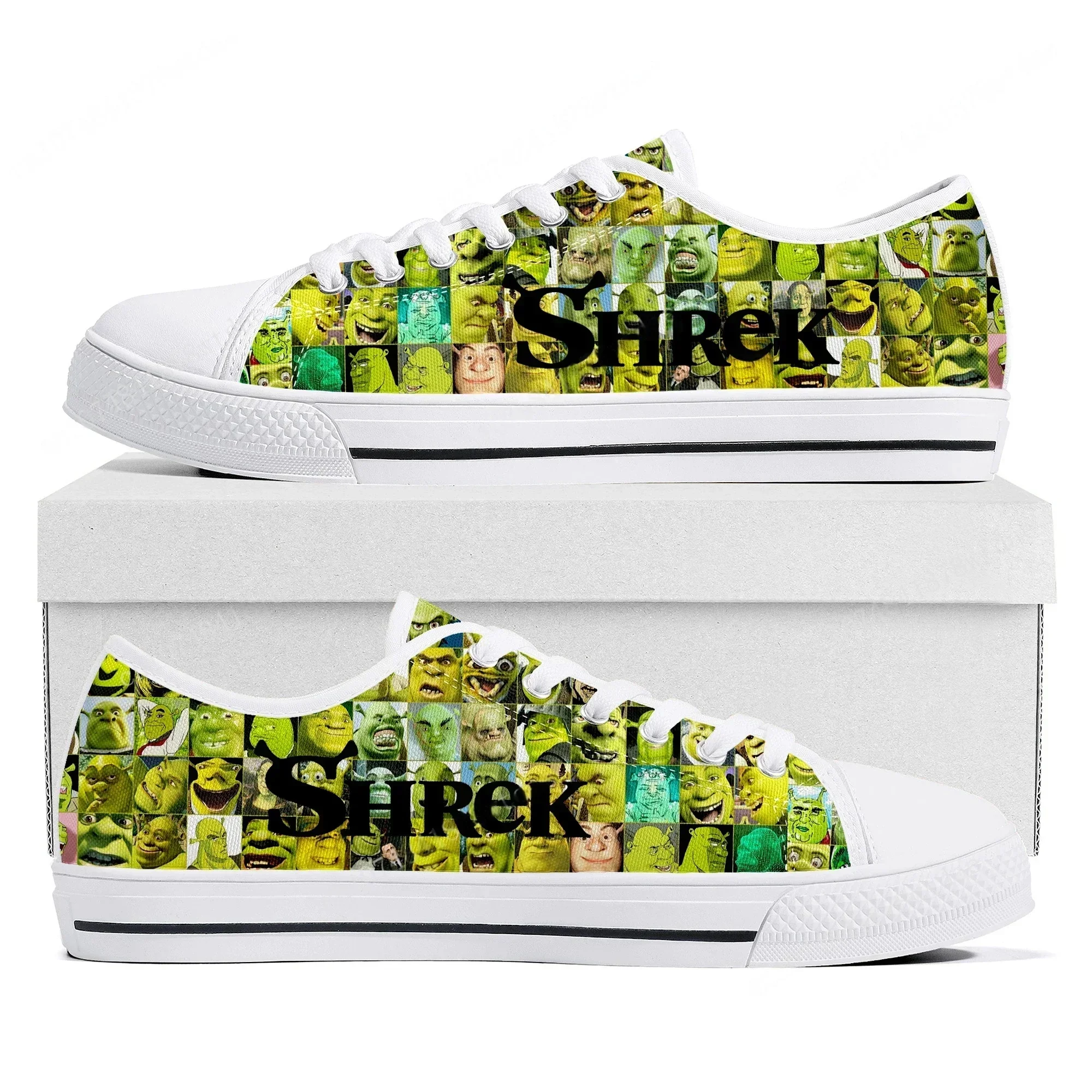 

S-Shrek Low Top Sneakers Womens Mens High Quality Canvas Sneaker Couple Anime Cartoon Comics Manga Custom Made Shoes