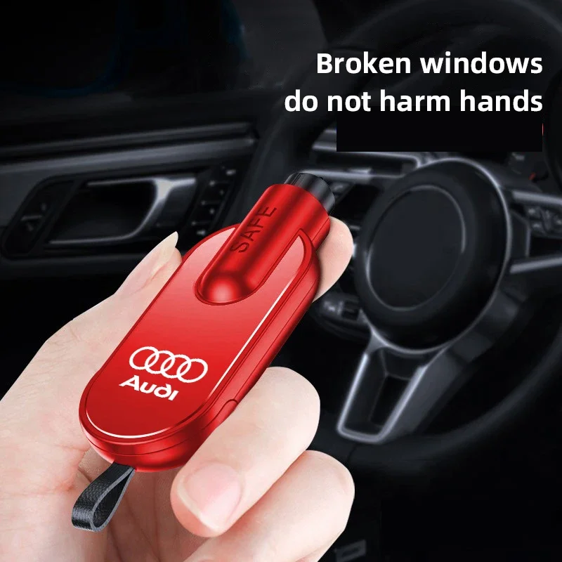 Mini Portable Safety Hammer Car Window Breaker Accessories For Audi Quattro Sline A3 A4 A6 A5 Q5 A1 Q7 Q3 Q2 Q8 A7 A8 TT S1 SQ5