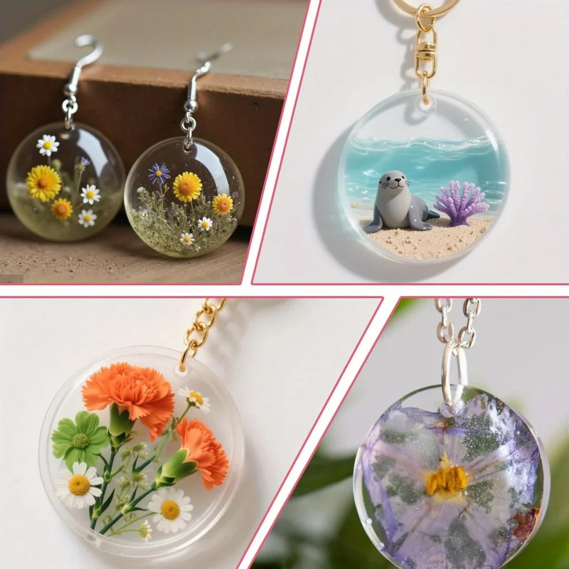 Two 12-chamber resin keychain molds, suitable for resin casting, perfect for earrings, keychains, pet tags, and jewelry making.