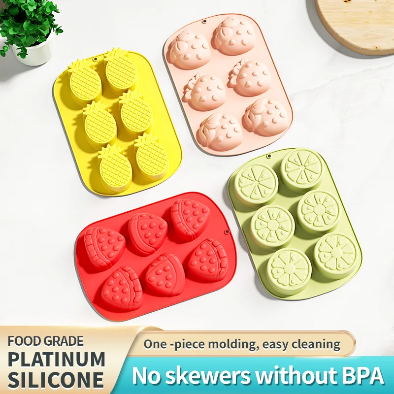 

4pcs Fruit Silicone Mold Pineapple Lemon Watermelon Strawberry Chocolate Baking Mould Summer Fruit Ice Mold for Jelly Gummy Cake