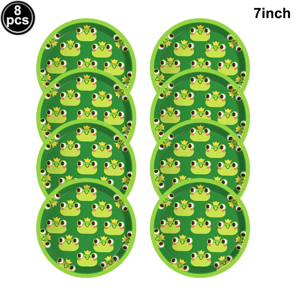 Frog Cupcake Toppers Frog Party Supplies Tableware Cups Plate Tablecloth Baby Shower Kids Happy Birthday Dinnerware Decorations