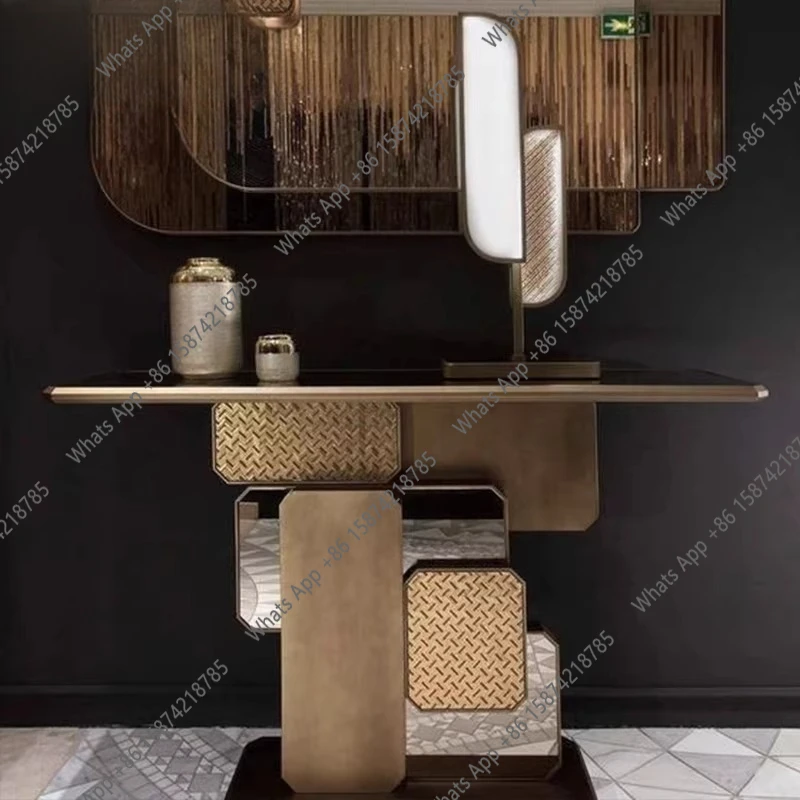 High-end hotel villa home light luxury against the wall Xuanguantai lobby public area decorative end view table furniture