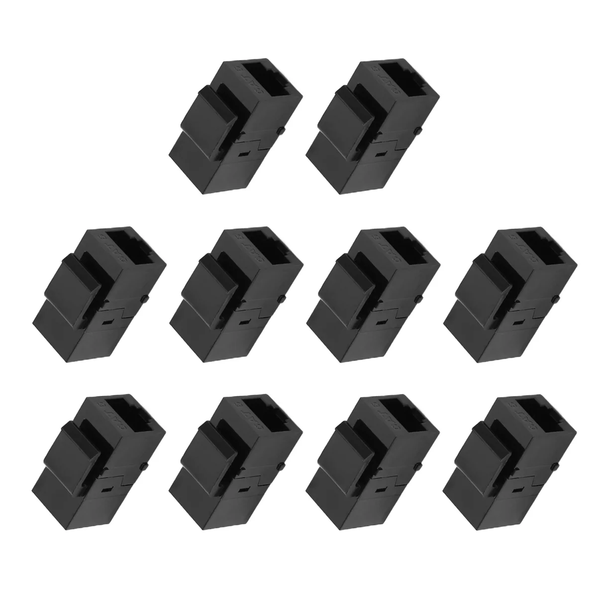 

Y02A10Pcs RJ45 Connector Keystone Jack Cat6 Extension Coupler Ethernet Network LAN Cat 6 Coupler Jacks Extend Adapter,Black