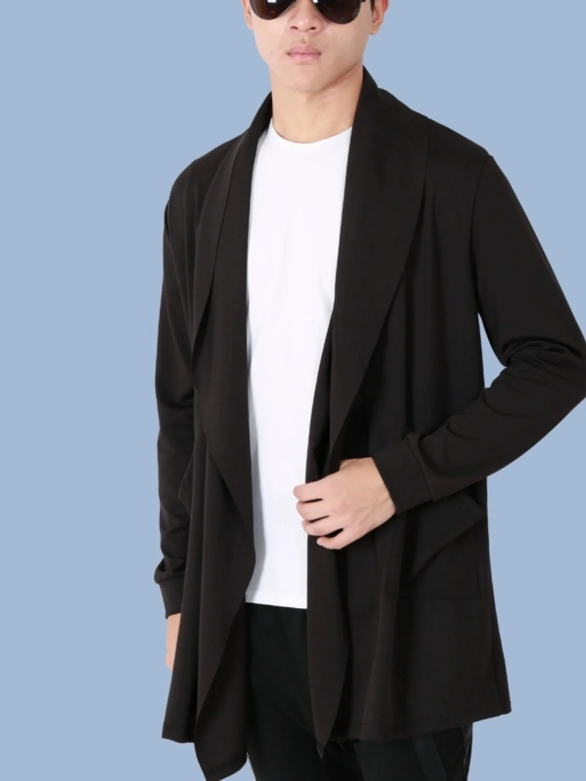 

Мужской кардиган средней длины, весенне-летний, тонкий, вязаный, повседневный, молодежный, модный, с длинными рукавами, из полиэстера