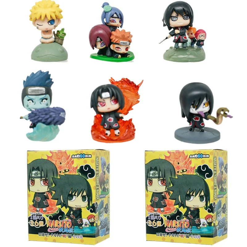 

Наруто Акацуки слепая коробка аниме фигурки Какаши Саске Наруто модель игрушки Коллекционное украшение для рабочего стола детские подарки на день рождения