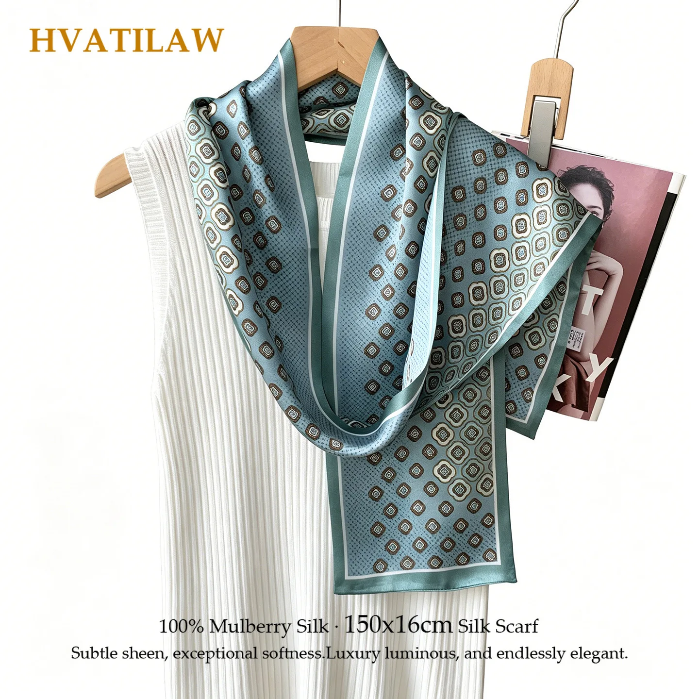 

Luxury 100% Real Silk Ponytail Ribbon Long Narrow 150x16cm for Travel Beach Vacation Women Neck Hair Hijab Neckerchief Accessory