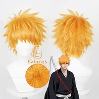 Anime Kurosaki Ichigo Cosplay Wig 30cm Orange Short Hair Heat Resistant Synthetic Wigs Halloween Party