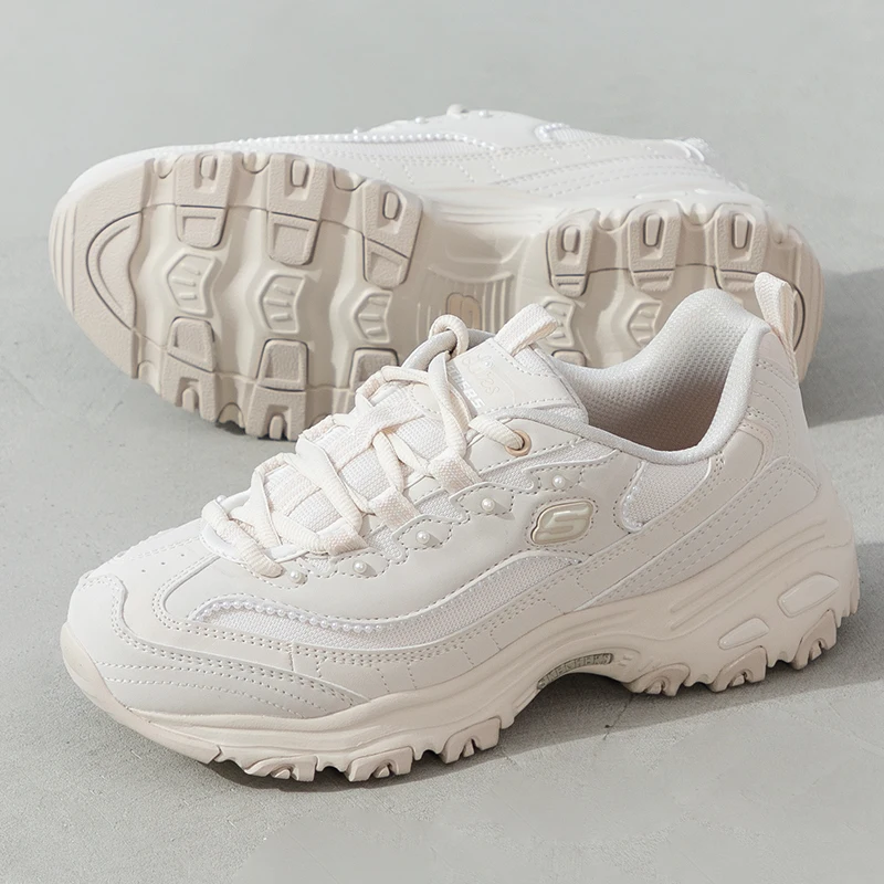 Skechers Women's Sneakers Panda Shoes D'Lites Trendy Fashion Thick-Soled Lightweight Casual Shoes 896189-Nat
