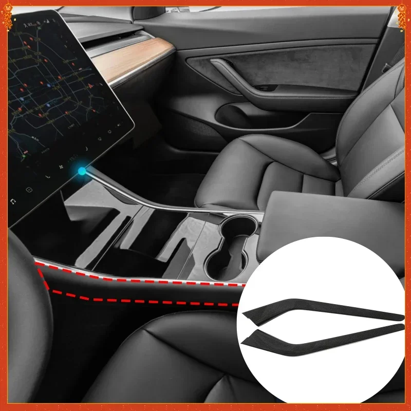

For Tesla Model 3 Real Dry Carbon Fiber 17-2022 Interior Central Center Console Side Trim Strips Cover Modification Accessories