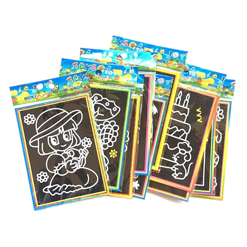 5/10/15/20pcs Scratch Painting Notebook Art Classroom Supplies Office Cultural School Rewards Teaching Incentive Supplies TMZ