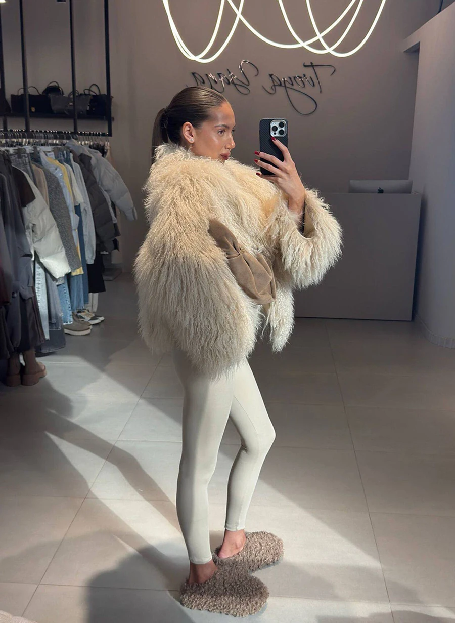 ZADORIN Trendy Winter Women Lapel Fluffy Faux Mongolian Fur Coat Stylish Short Fur Jacket Chic Streetwear Thick Warm Fur Coats