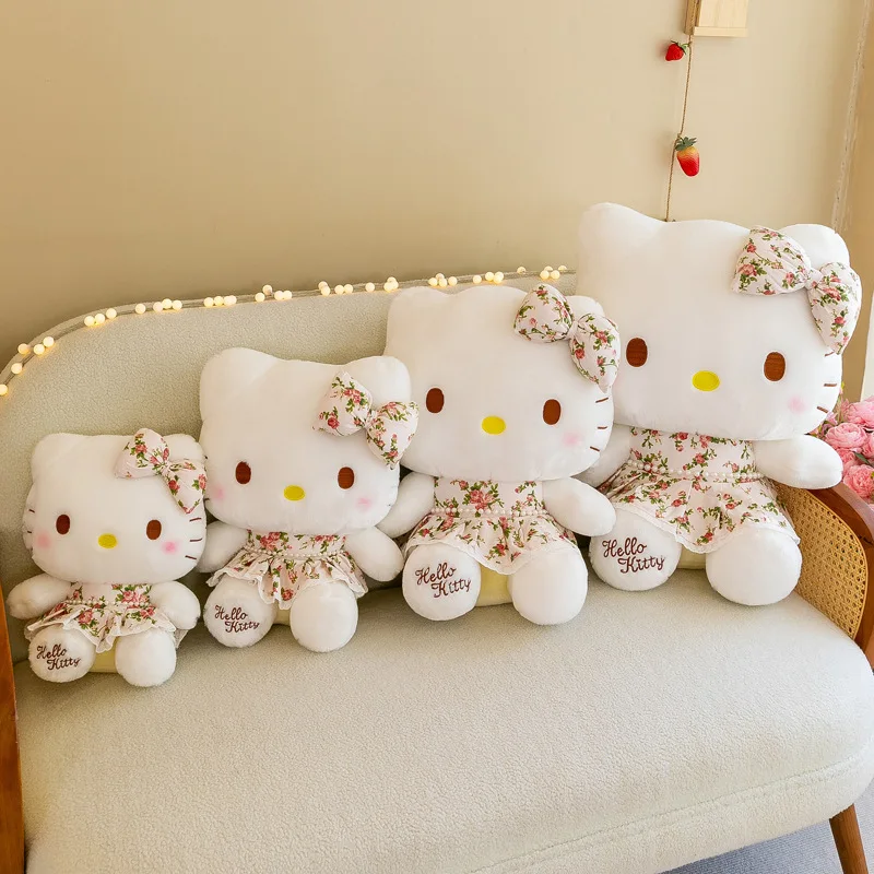 

Новинка Sanrio Высокое качество Kawaii цветок Hello Kitty плюшевая игрушка кукла украшения для комнаты кошка плюшевая кукла подушка кукла подарок для девочки