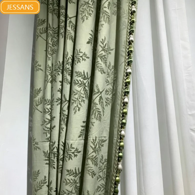New High-grade Mint Lvsen Series Jacquard Thickened Curtains for Living Room Bedroom French Window Customized Products