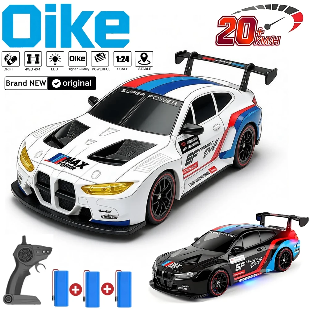 Oike 4WD RC Drift Car With LED Light Radio 20KM/h High Speed Remote Control Racing Car Vehicle Model Toy Gift for Adults Kids