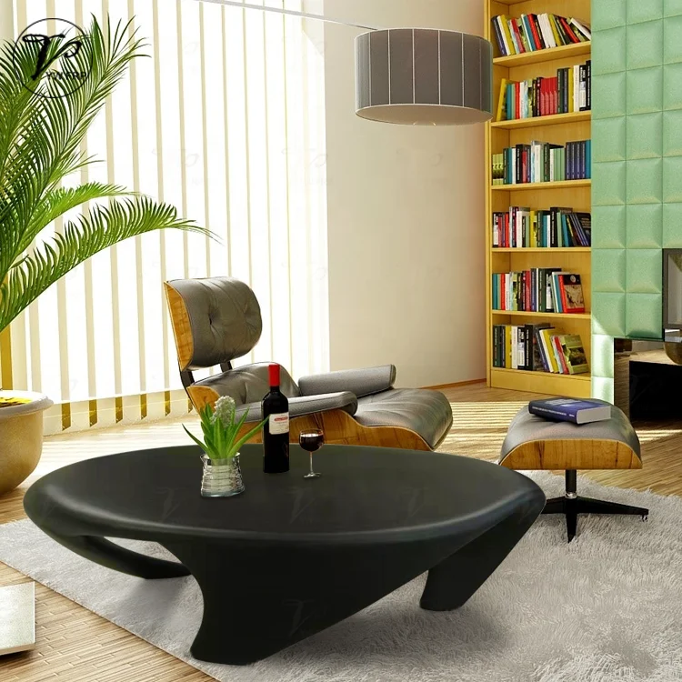 ✿q Modern Fiberglass Monster Oval Shape Triangle Feet Coffee Side Table Tea Center Table for Living Room