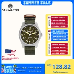 San Martin 38mm NH35 Field Automatic Watches For Men Wrist Watch Clock Mechanical Simple Pilot Waterproof 10ATM Montre SN0137