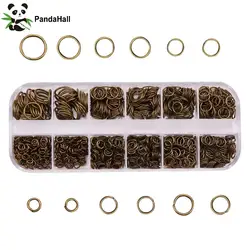 PandaHall About 1000pcs Iron Jump Rings Mixed Size Close but Unsoldered Antique Bronze Split Rings Connectors For Jewelry Making