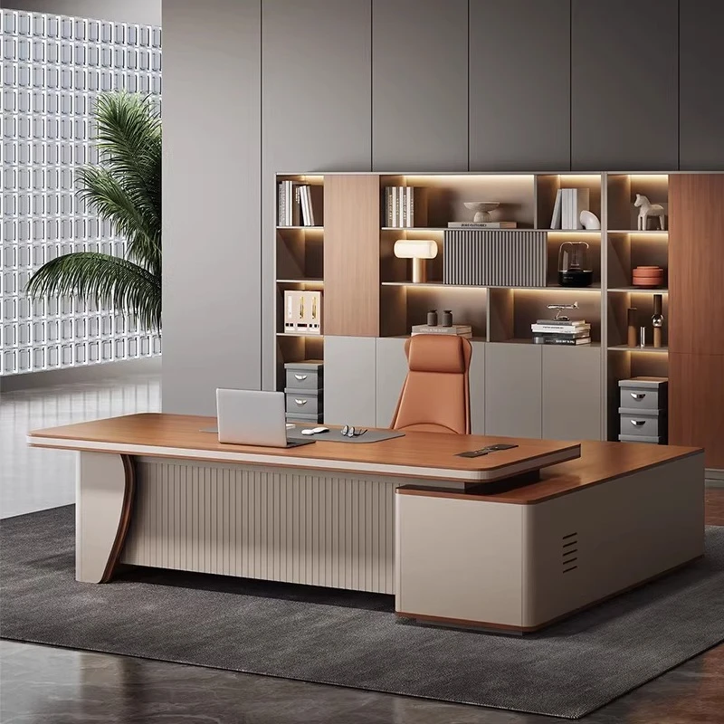 

Large Computer Office Desk Design Luxury Minimalist Aesthetic Office Desk Modern Reception Meuble Bureau Commercial Furniture