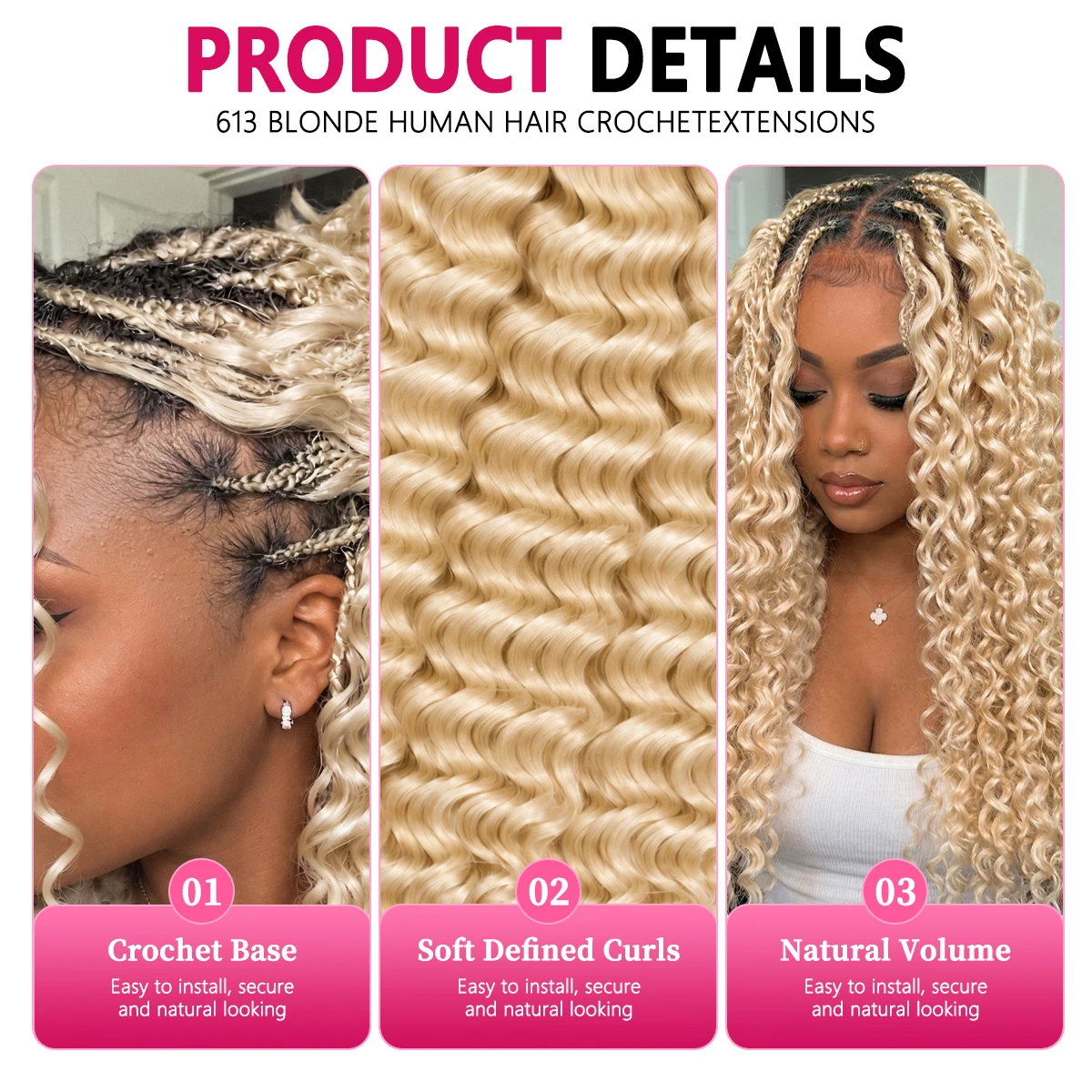 Deep Wave Crochet Human Hair C - Feather Hair Extension review and price