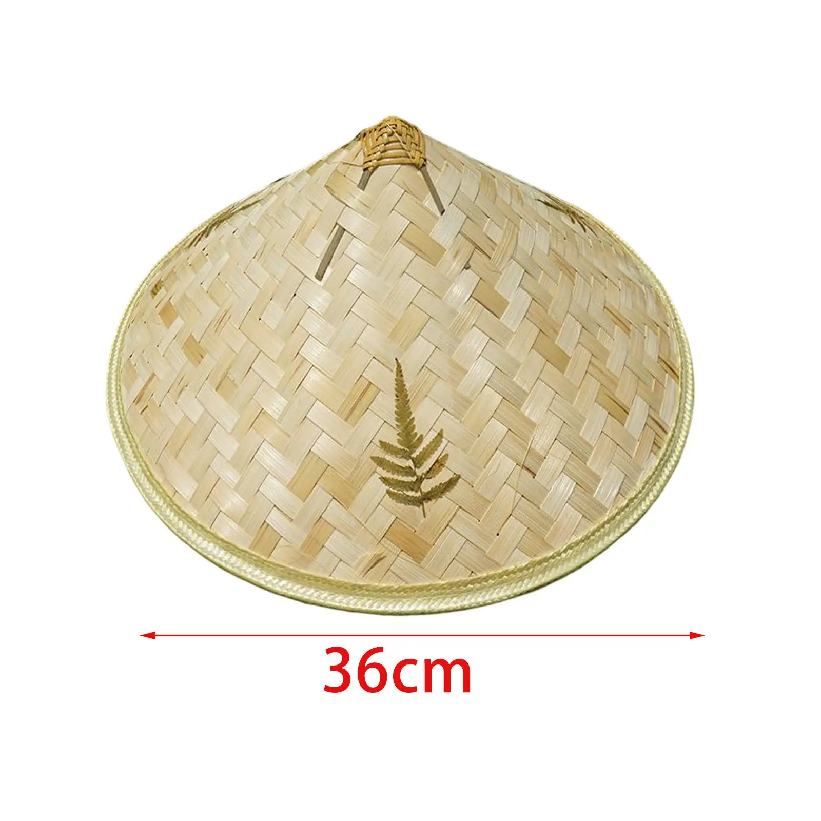 Tapered Fishing Hat Weaved Hard Shade Hat Handmade Cone Wide Brim Headwear Funny party hat Asian Hat Rice Paddy Hat for Outdoor