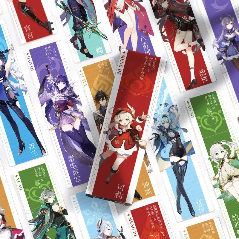 60 закладки Genshin Impact, роль Shenhe, восемь бога, сын, грома, общий орех Kerry, украшения для рабочего стола, закладки «сделай сам»