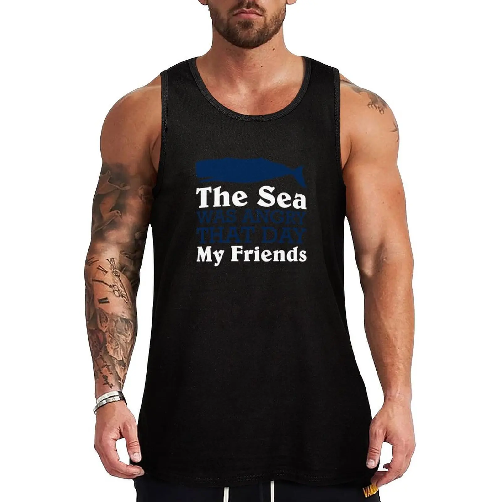 

The Sea Was Angry That Day My Friends Funny Marine Biologist Design Tank Top men clothings Sportswear for men Men's summer vest