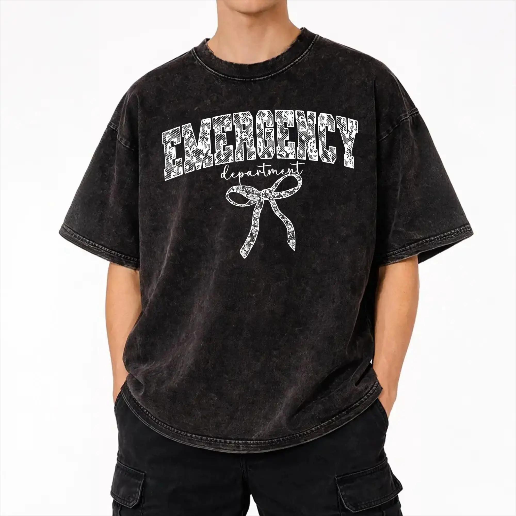 Emergency Department Room Nurse  Washed T Shirt Streetwear Hip Hop Vintage T-Shirts  Tee Shirt Men Women Short Sleeve Oversize
