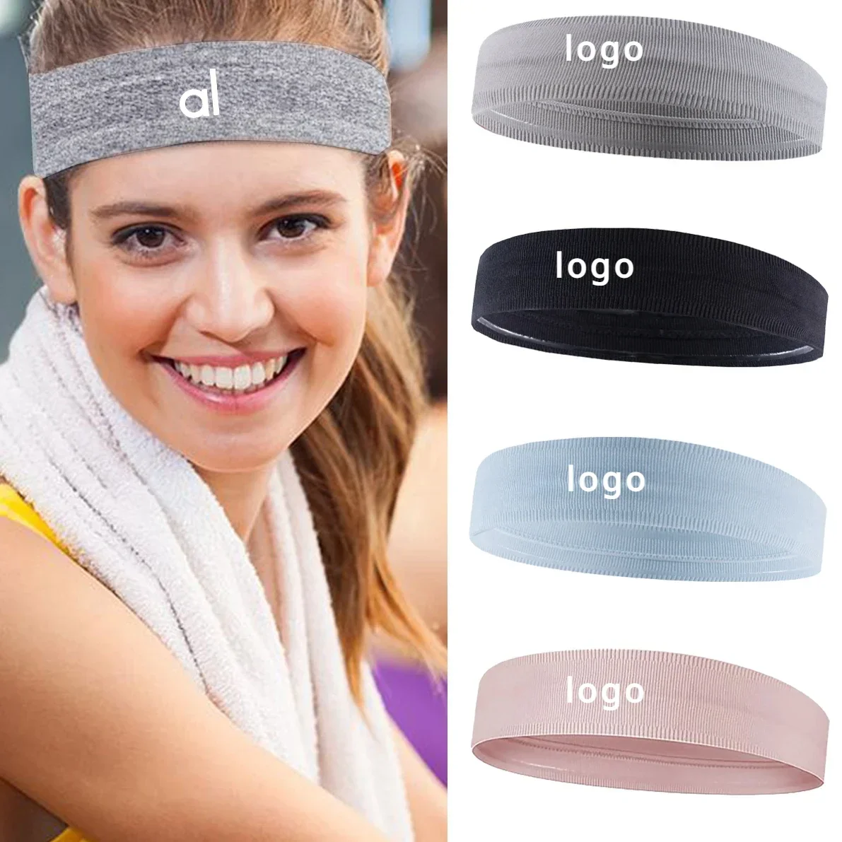 

AL Yoga Hairband Non Slip Silicone Sports Fitness Running Hair Ties Outdoor Gym Workout Hairband Sweat Absorbing Breathability