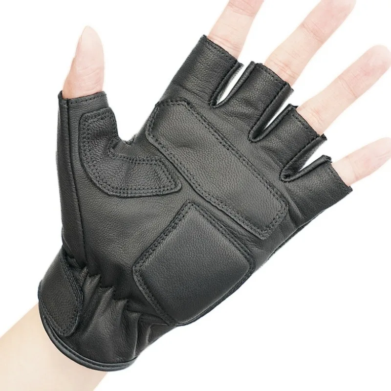 motorcycle leather gloves half finger retro locomotive riding open finger touch screen carbon fiber anti-drop breathable