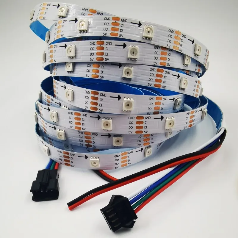 1/5M addressable APA102 SK9822 LED Strip Light 5V DATA and CLOCK seperately 30/60/144 leds/m SMD 5050 RGB pixel Smart Lamp Tape