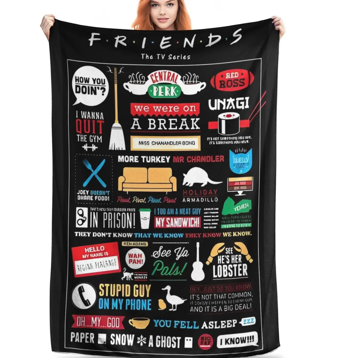 Friends TV Show Series Blanket Quality Soft Warm Cartoon Central Perk Throw Blanket Spring Travel Living Room Funny Bedspread