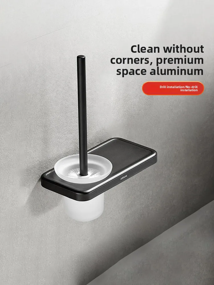 

Arrow Wall-Mounted Space Aluminum Toilet Bru Holder Thiened Batoom Detachable Toilet Bru Metal round ape Durable