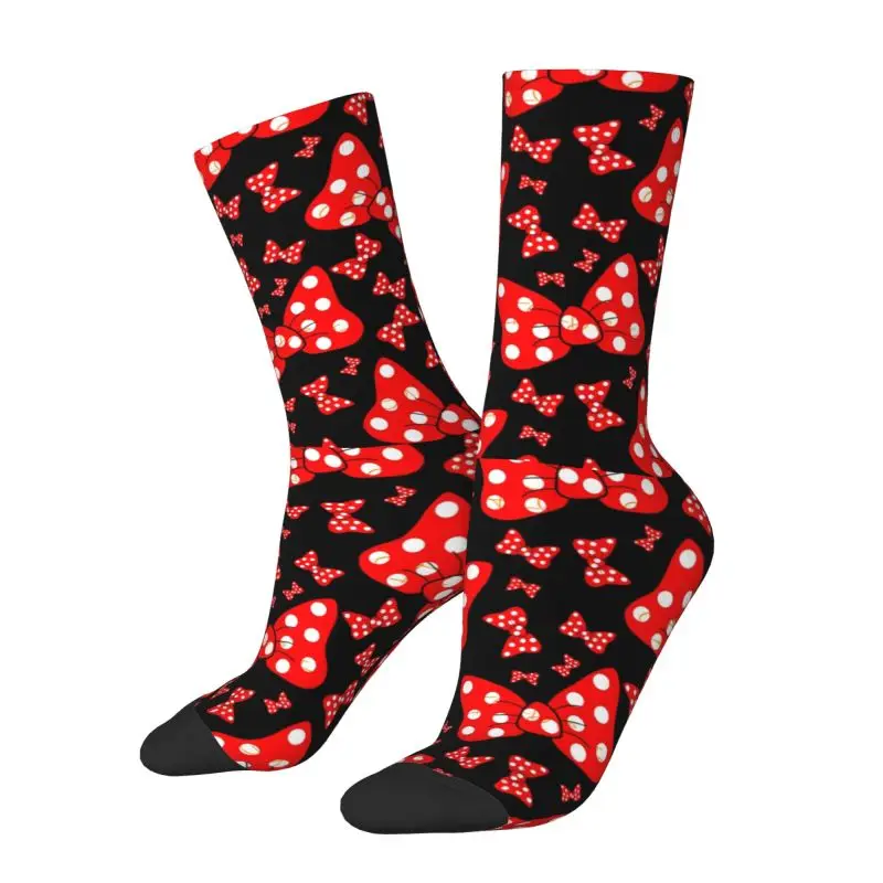 Cute Mens Mickey Mouse Minnie Bow Dress Socks Unisex Warm Comfortable 3D Printing Crew Socks