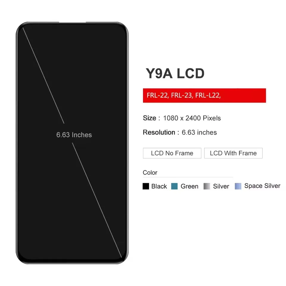Tested LCD for Huawei Y9A FRL-22 FRL-23 FRL-L22 Display Touch Screen Digitizer Assembly for Huawei Honor 10X 5G LCD Replacement