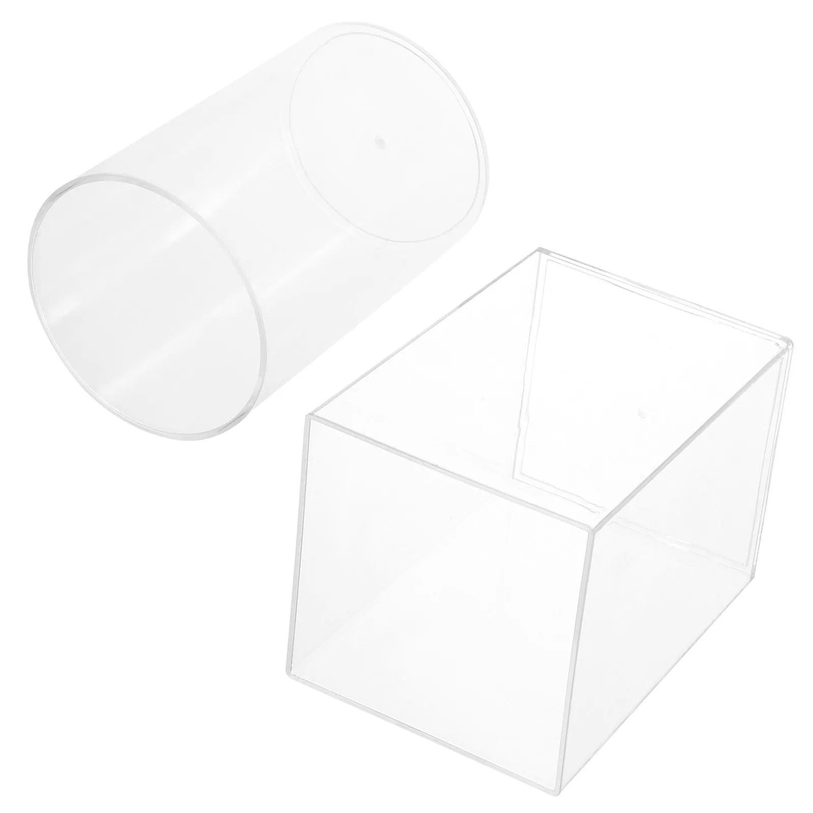 2Pcs Acrylic Clear Makeup Brush Holder Organizer Pen Rotatable Storage Desk Vanity