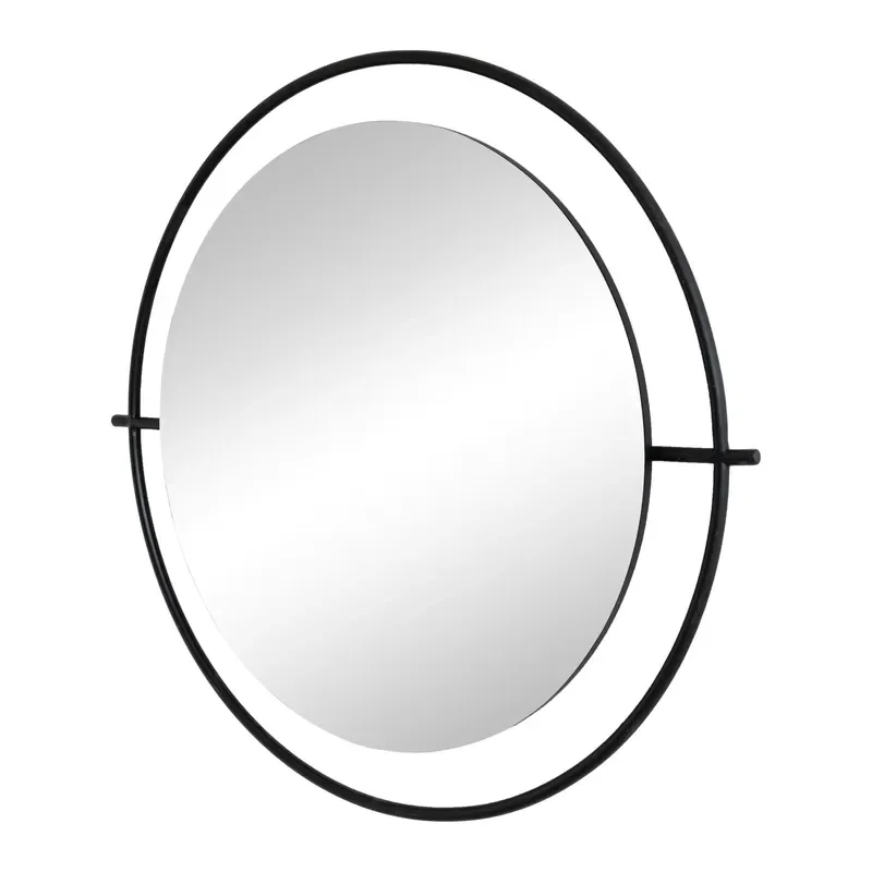 for Modern Round Wall Mirror with Black Metal Frame Geometric Decorative Mirror  Home Room Decoration Personalized Design