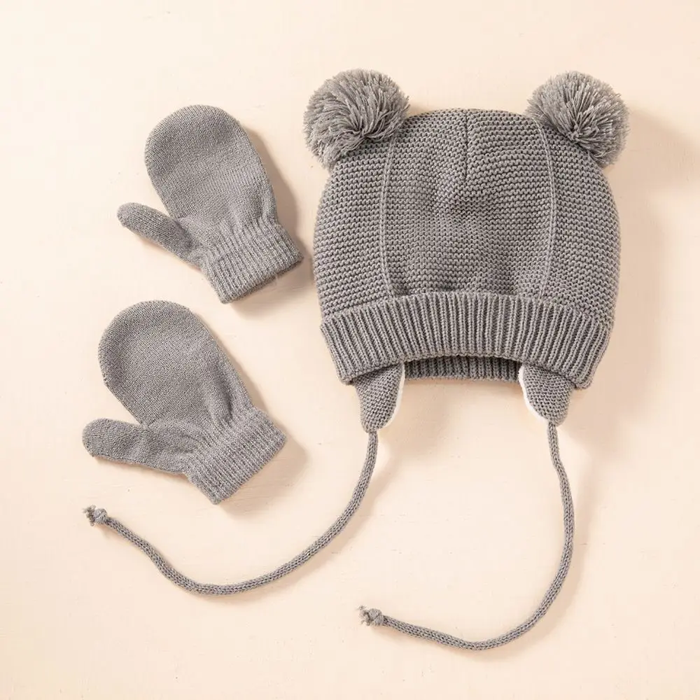 

Warm Adjustable Cute Ear Protection Girls Solid Color Korean Style Earflap Hat Infant Baby Gloves Baby Caps Bonnet Ear Cap