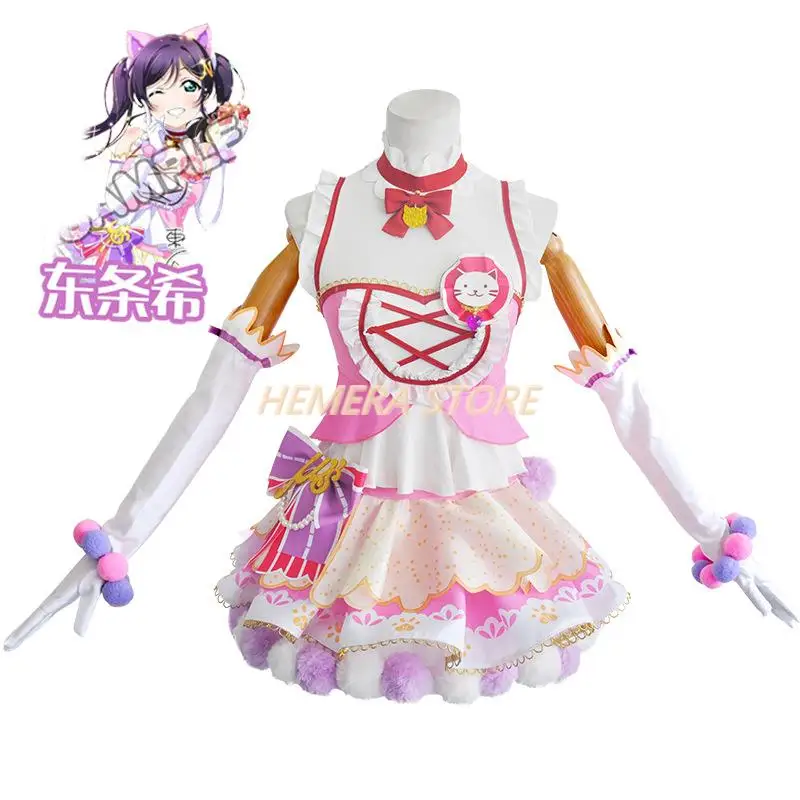 Auf Lager Anime Lovelive Katze Twin Tail Arcade-Spiel 9 Zeichen Cosplay Kostüm Tojo Nozomi Nico Honoka Umi Rin Maki Eli komplettes Set