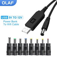 OLAF WiFi to Powerbank Cable Connector USB DC 5V to 9V/12V Cable Boost Converter Step-up Cord for Wifi Router Modem Fan Speaker