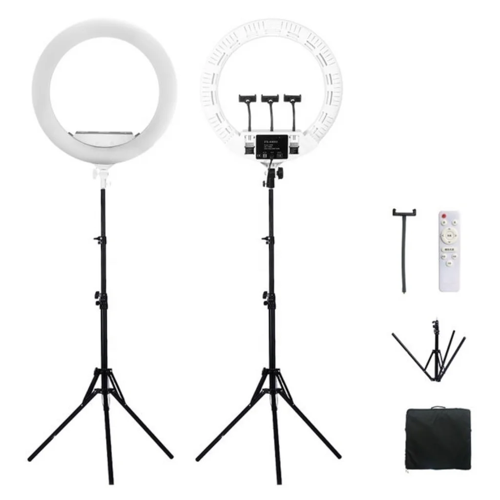 22 inches rechargeable ring light avec tripied cell phone holder high bright 100w led professional lighting for live stream