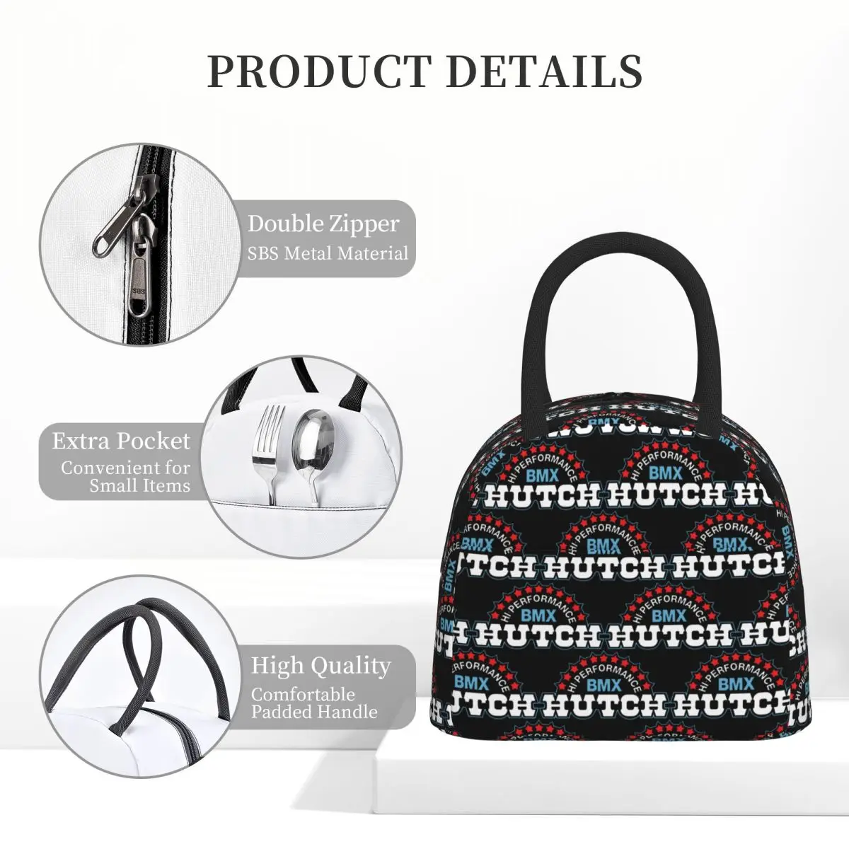 Hutch مرحبا الأداء BMX أحمر أبيض أزرق أسود تيم القاضي معزول حقيبة الغداء برودة صندوق طعام حراري حمل صناديق الغداء المحمولة #4