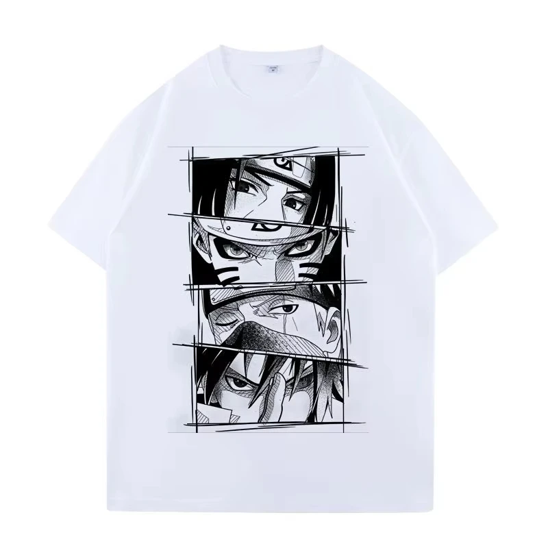

MINISO Naruto Joint T-shirt Anime Akatsu Organization Ferret Sasuke Kakashi Men Pure Cotton Loose Short Sleeves 2025 Summer Tee