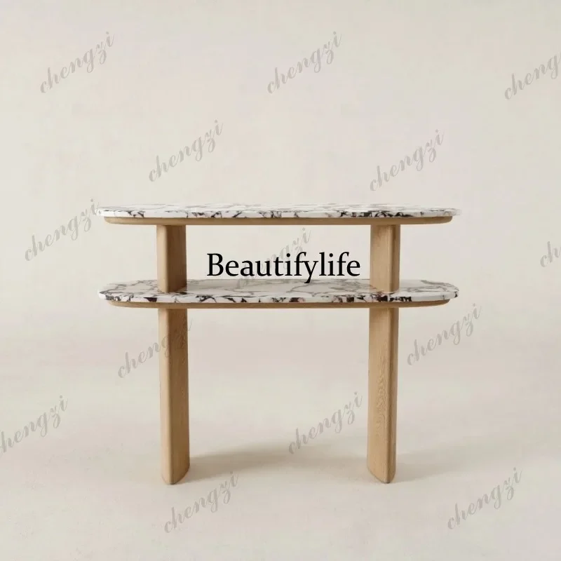 JJ132 Italian minimalist solid wood marble entrance table purple luxury stone entrance table living room rack