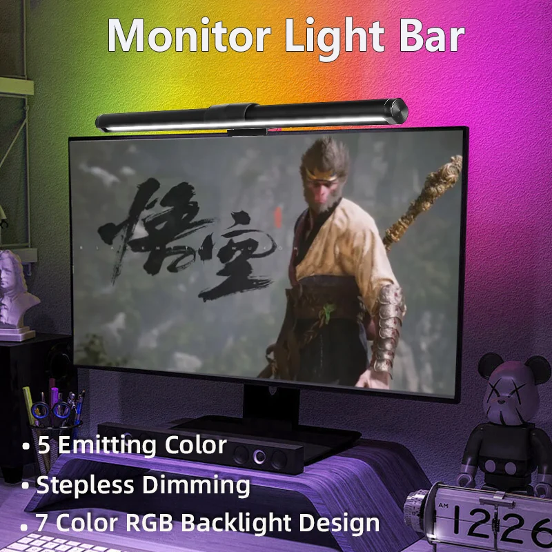 Black Myth WuKong Special Computer Light Screen Light Desk Lamp RGB Backlight Monitor Light Bar Atmosphere Lighting USB Powered