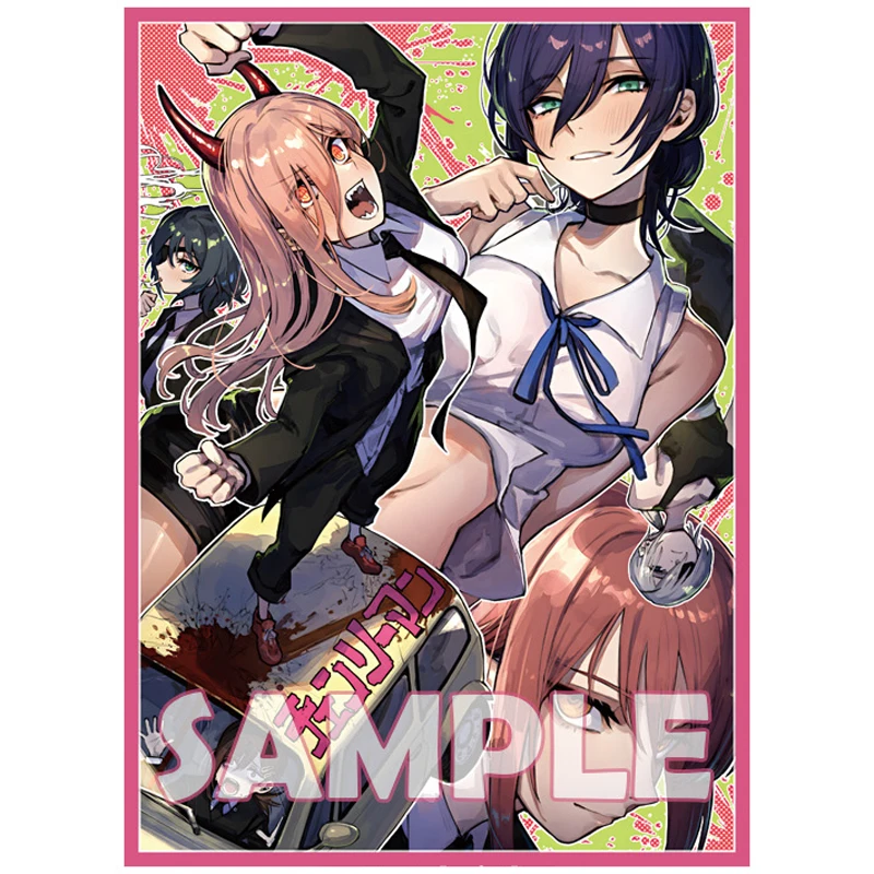 chainsaw man card sleeves 60PCS Anime Chainsaw Man Card Sleeves Makima Figure Cosplay OPCG PTCG  Trading Cards Protector Case