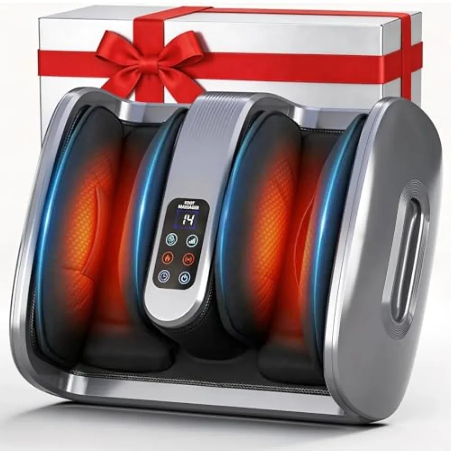 

Electric Shiatsu foot massager for home relaxation, ABS plastic, black, with heat/cooling, deep kneading vibration, adjustable