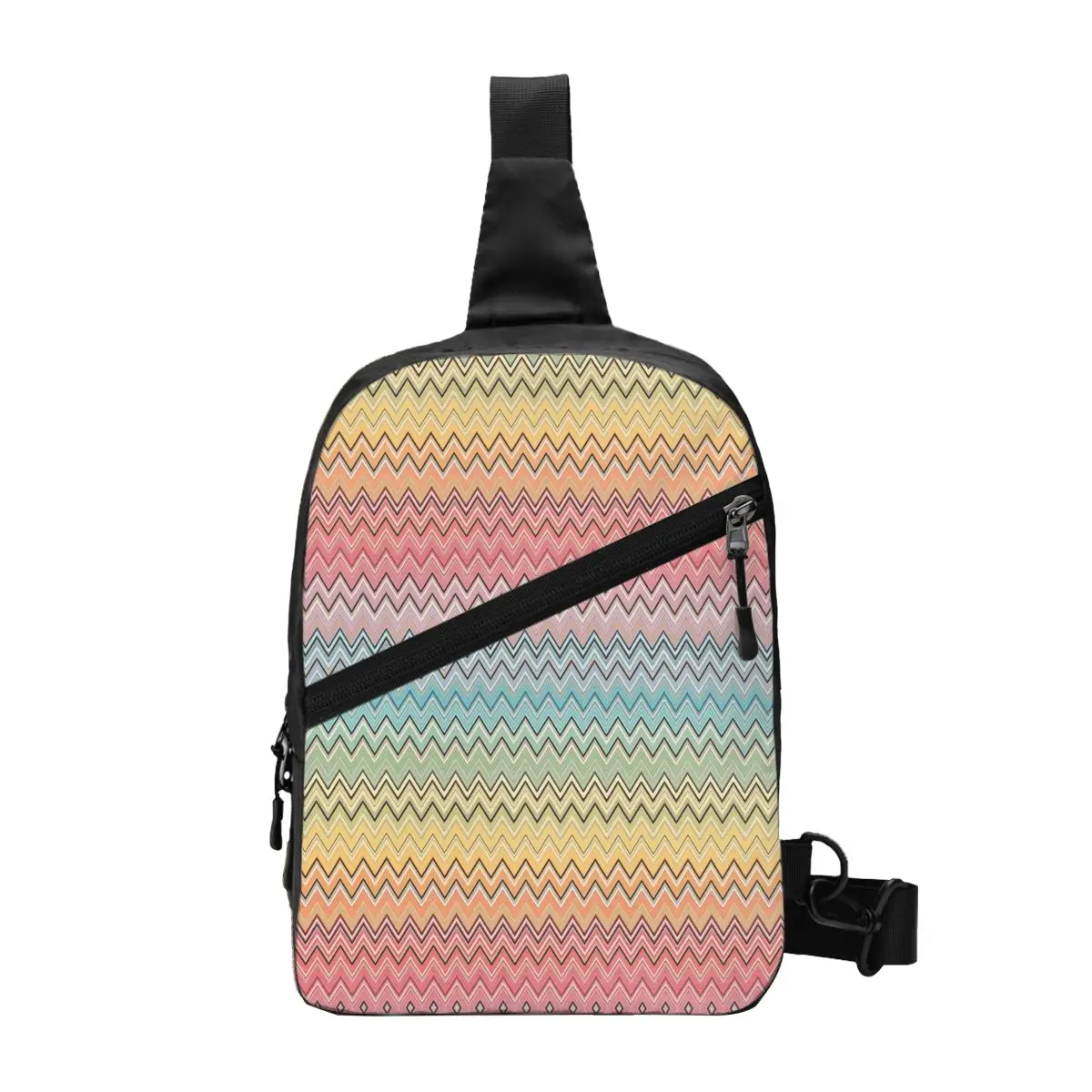 

Custom Camouflage Zig Zag Graphic Crossbody Sling Backpack Men Bohemian Geometric Shoulder Chest Bag for Cycling Camping Daypack