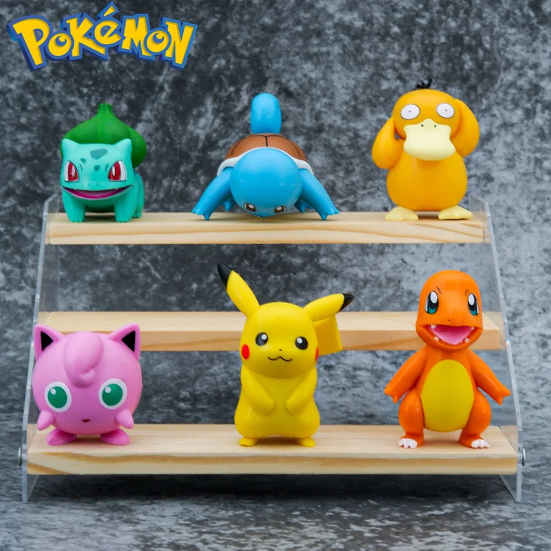 

6pcs Pokemon Cartoon Anime Pikachu Charmander Squirtle Action Figure Desktop Ornament Model Anime Figurine Toy Birthday Gifts