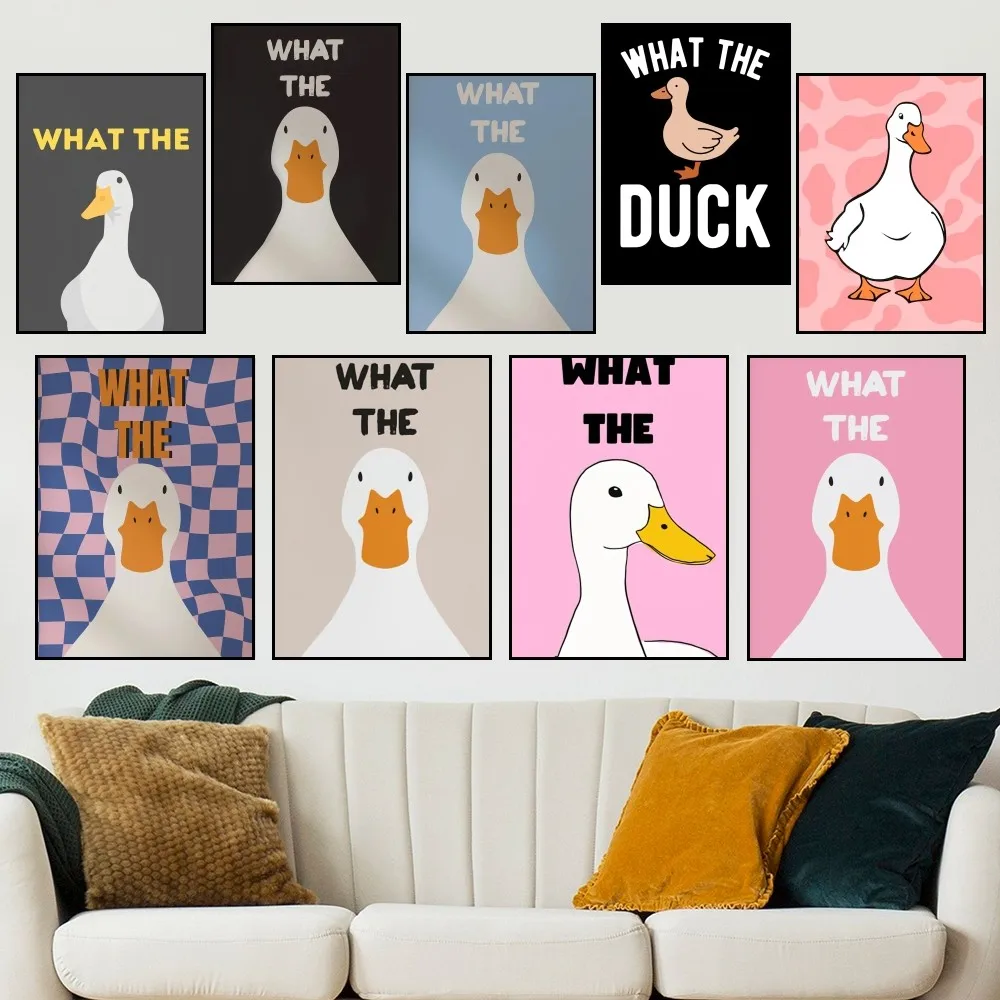 

What the Duck Print Art Funny Cute Poster Small Prints Room Wall Sticker Wall Painting Bedroom Living Office