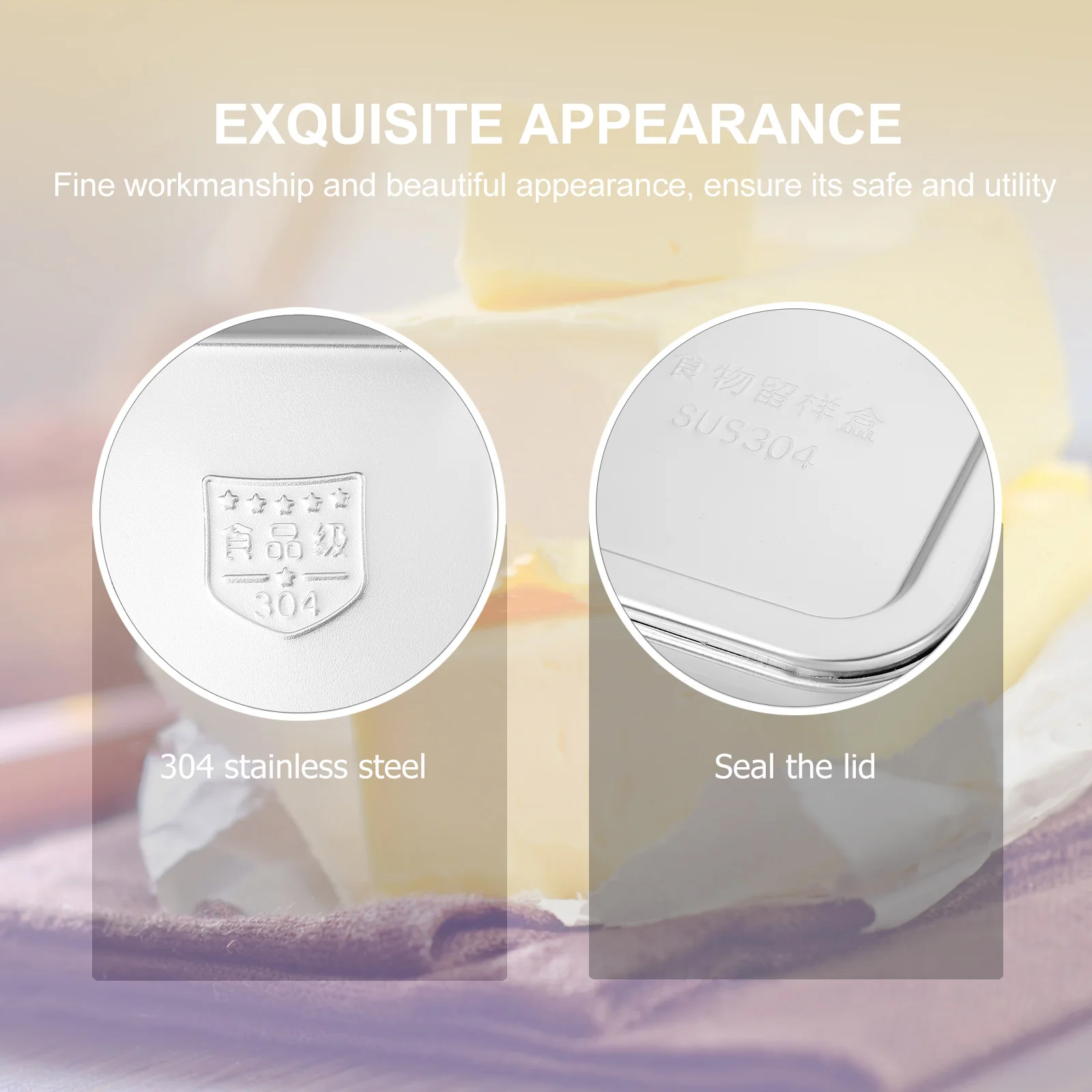 

1pc Stainless Steel Butter Storage Box Silver Odor Resistant Smooth Easy Clean Beef Tallow Container Household Tableware